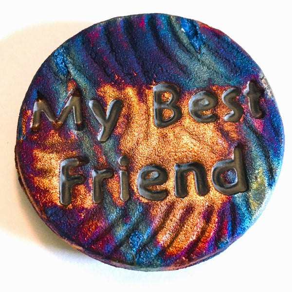 Paw Print "My Best Friend" Medallion Raku Pottery