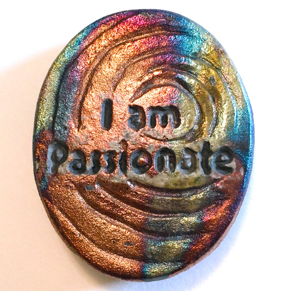 Wolf Howling to the Moon "I am Passionate" Medallion Raku Pottery