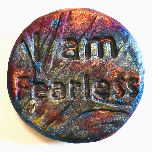 Raven "I am Fearless" Medallion Raku Pottery