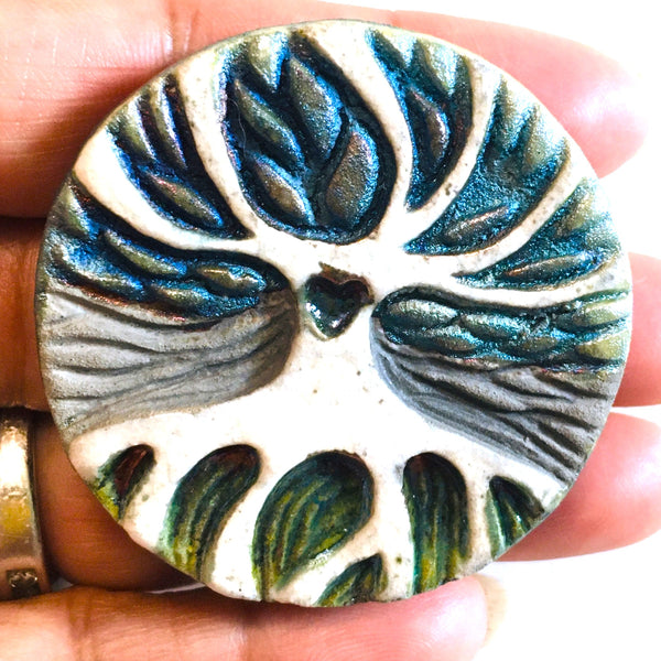 Tree of Life "I am Harmony" Medallion Raku Pottery