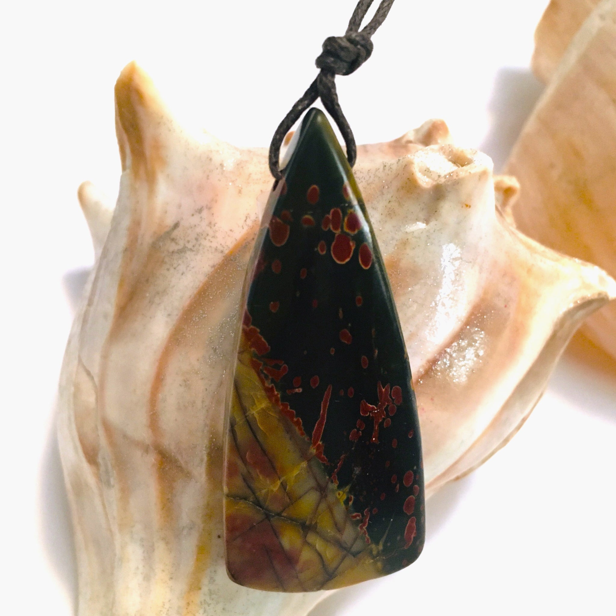 Natural Red Creek Jasper Pendant Long Triangle