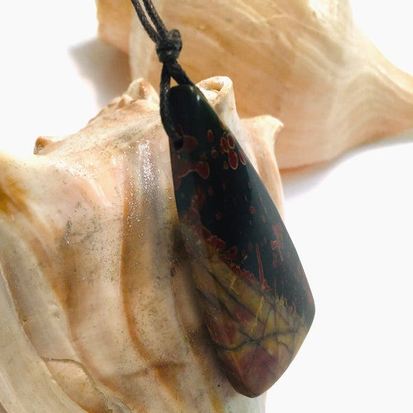 Natural Red Creek Jasper Pendant Long Triangle