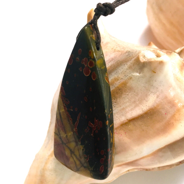 Natural Red Creek Jasper Pendant Long Triangle