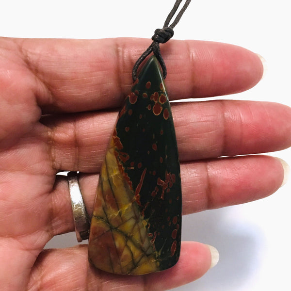 Natural Red Creek Jasper Pendant Long Triangle