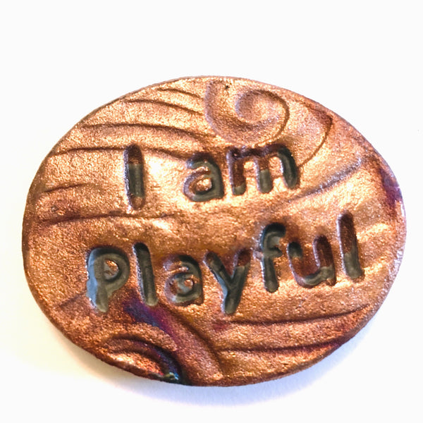 Dolphin  "I am Playful" Medallion Raku Pottery