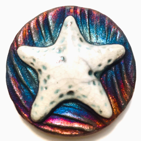 Starfish  "I am Patient" Medallion Raku Pottery