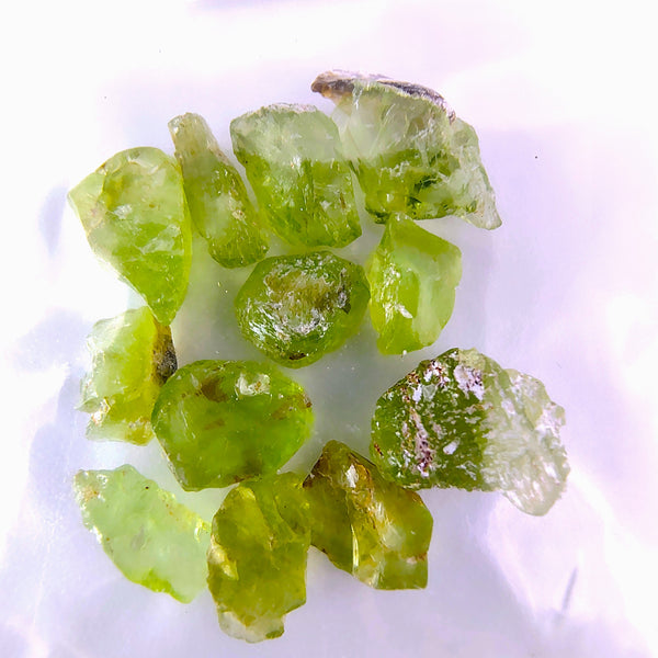Peridot natural small raw crystal bag 12 mini pieces