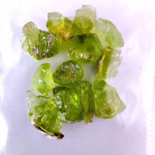 Peridot natural small raw crystal bag 12 mini pieces