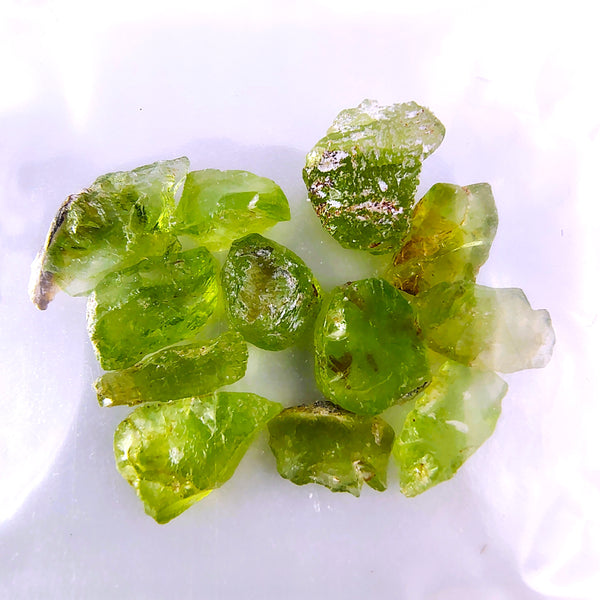 Peridot natural small raw crystal bag 12 mini pieces