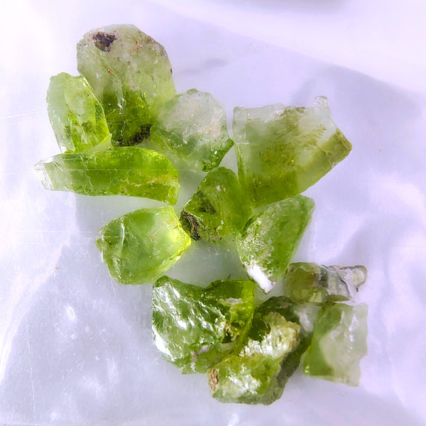Peridot natural small raw crystal bag 12 mini pieces