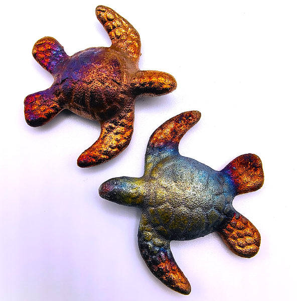 Raku Pottery Mini Sea Turtle Figurine 2"