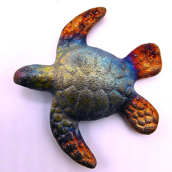 Raku Pottery Mini Sea Turtle Figurine 2"