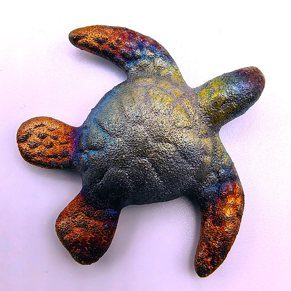 Raku Pottery Mini Sea Turtle Figurine 2"