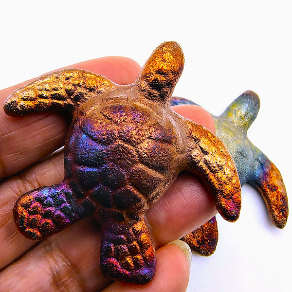 Raku Pottery Mini Sea Turtle Figurine 2"