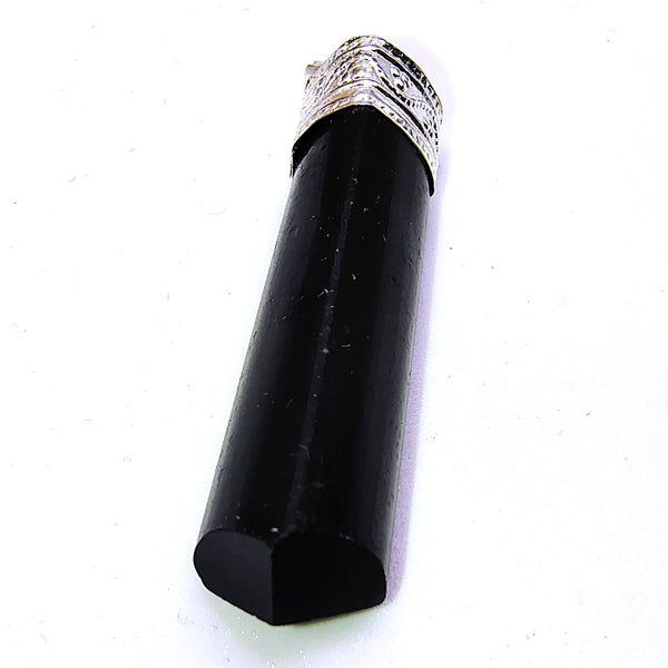 Black Tourmaline Cap Pencil Pendant