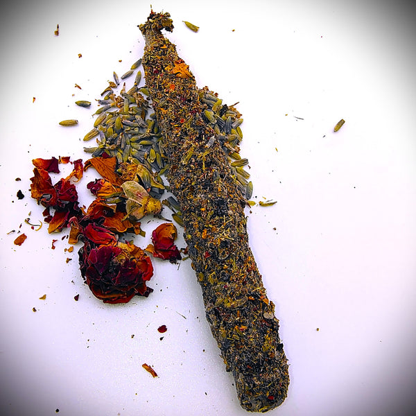 Lavender & Rose Petals Chime Spell Candle Set of 2 herb dressed Ritual candle