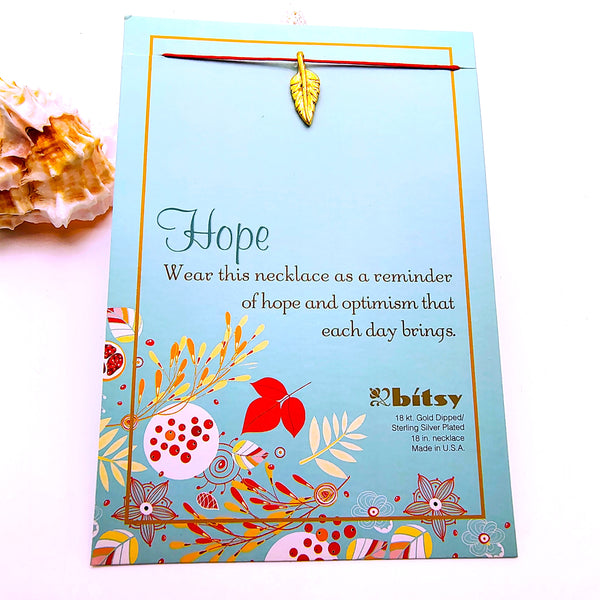 Bitsy HOPE feather necklace 18 kt. Gold dipped