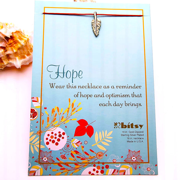 Bitsy HOPE feathr necklace Sterling Silver Plated