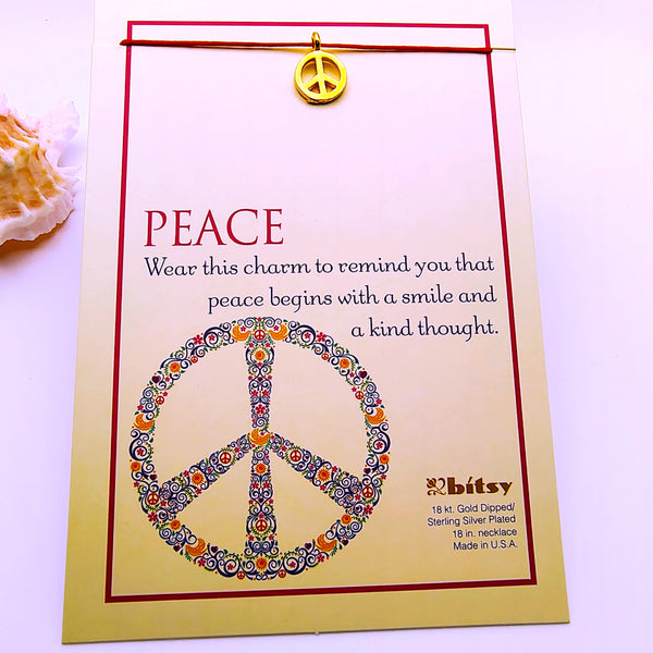 Bitsy PEACE  Peace sign necklace 18 kt. Gold dipped