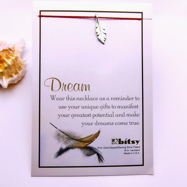Bitsy DREAM feather necklace Sterling Silver Plated