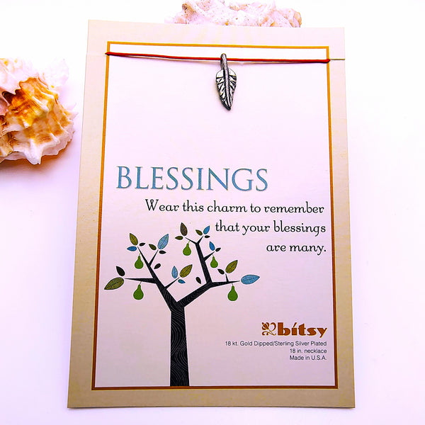 Bitsy BLESSINGS feather necklace Sterling Silver Plated
