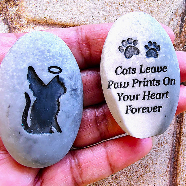 Cats Leave Paw Prints On your Heart Forever Pawsitive Stone