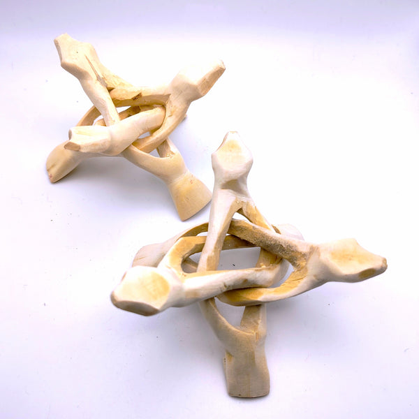 Carved White Wood Tripod Display Stand for Crystals, Smudge, Bowls, Spheres, etc