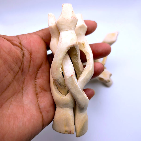 Carved White Wood Tripod Display Stand for Crystals, Smudge, Bowls, Spheres, etc