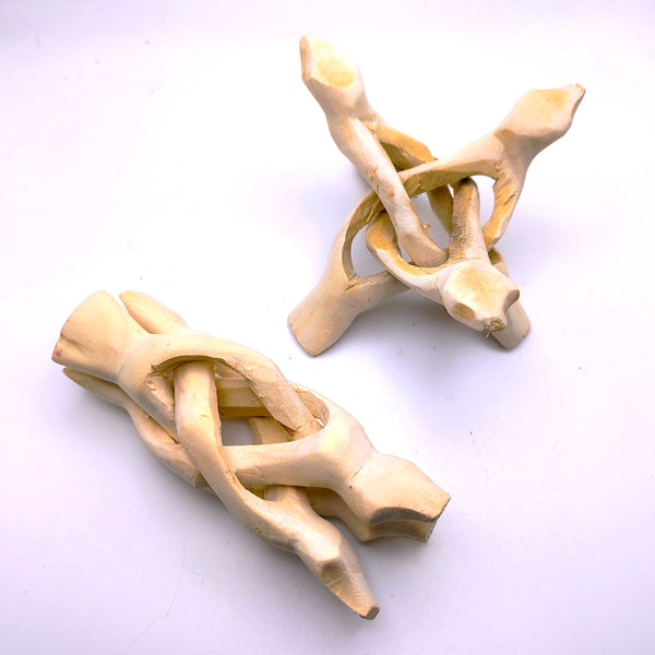 Carved White Wood Tripod Display Stand for Crystals, Smudge, Bowls, Spheres, etc