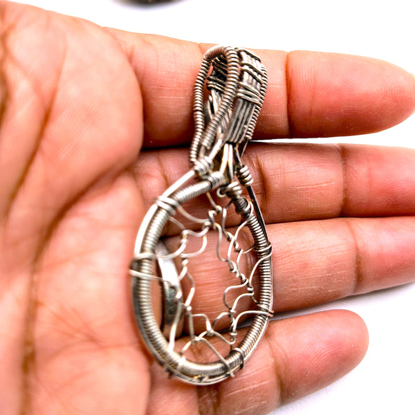 Amethyst Dream Catcher Wire Sterling Silver Pendant