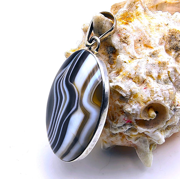 Banded Black Onyx Pendant Sterling Silver (Copy)
