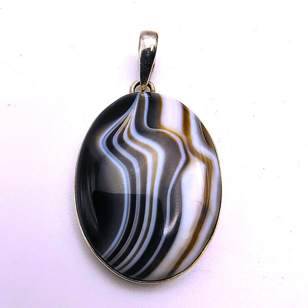 Banded Black Onyx Pendant Sterling Silver (Copy)