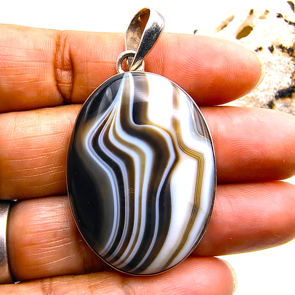 Banded Black Onyx Pendant Sterling Silver (Copy)