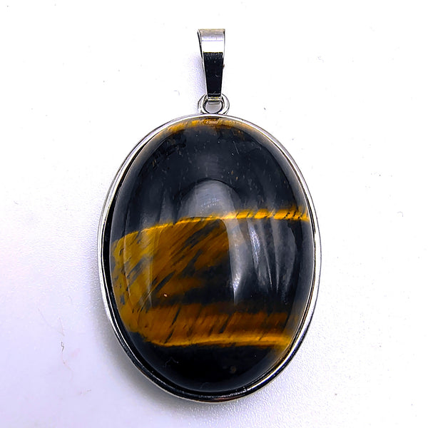 Tiger Eye Oval Pendant Sterling Silver
