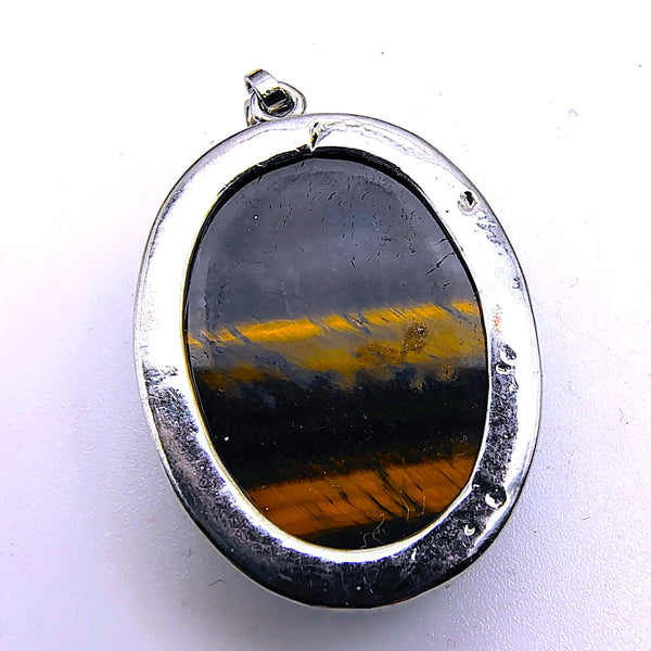 Tiger Eye Oval Pendant Sterling Silver