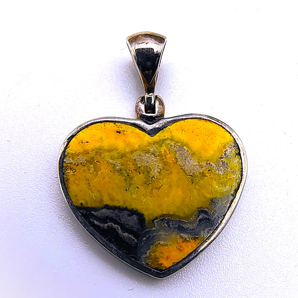 Bumblebee Jasper Heart shape Pendant Sterling Silver