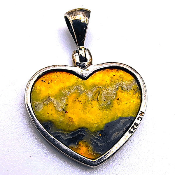 Bumblebee Jasper Heart shape Pendant Sterling Silver