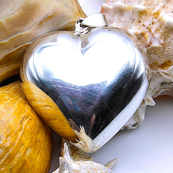 Vintage Puffed Heart Pendant Sterling Silver