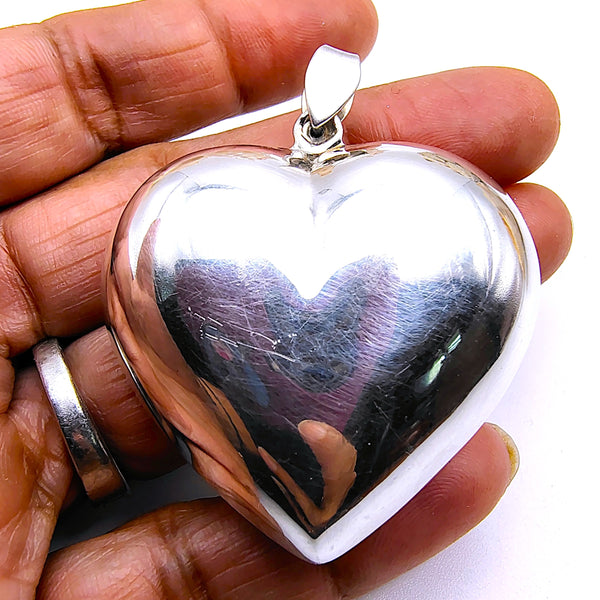 Vintage Puffed Heart Pendant Sterling Silver