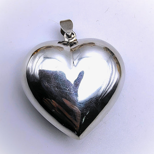 Vintage Puffed Heart Pendant Sterling Silver