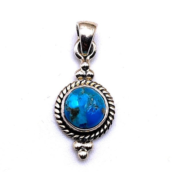 Turquoise Crystal Pendant Sterling Silver