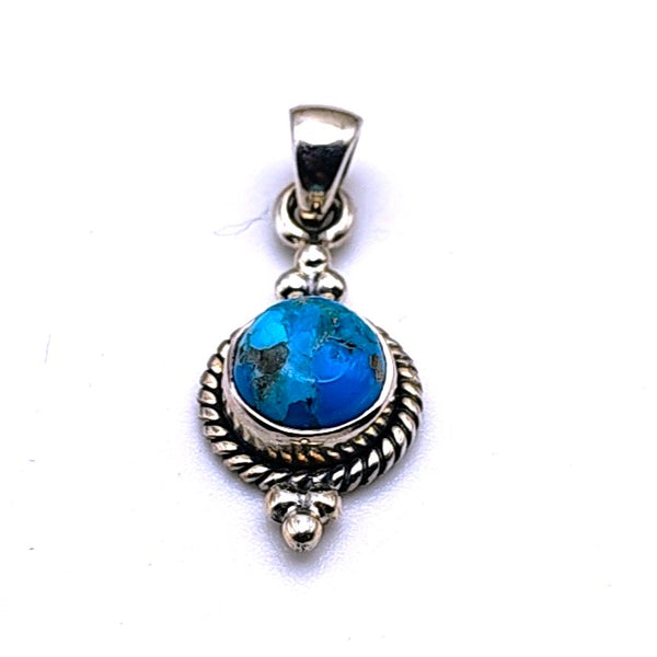 Turquoise Crystal Pendant Sterling Silver