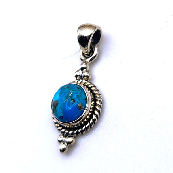 Turquoise Crystal Pendant Sterling Silver
