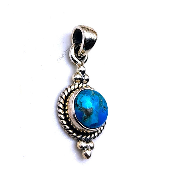 Turquoise Crystal Pendant Sterling Silver