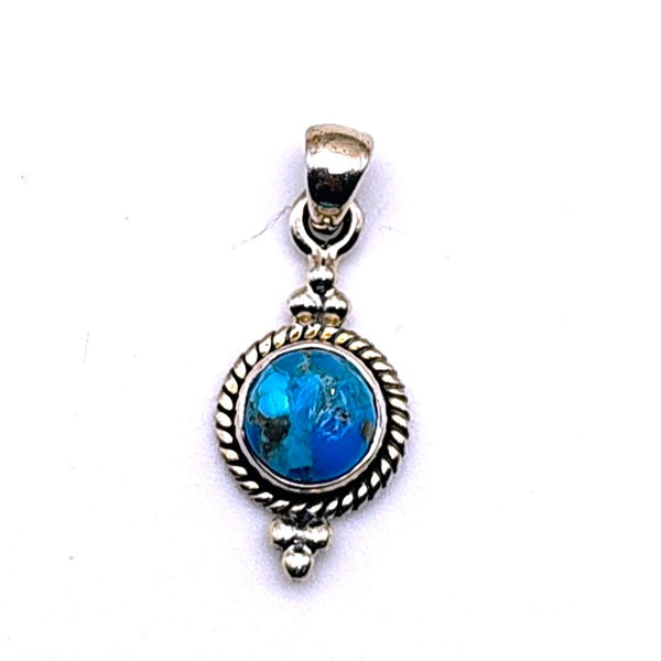 Turquoise Crystal Pendant Sterling Silver