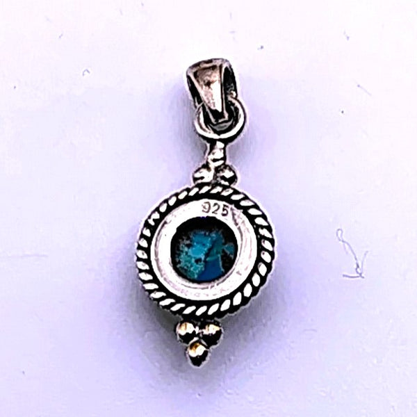 Turquoise Crystal Pendant Sterling Silver