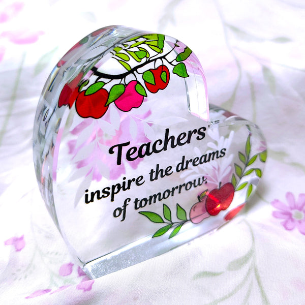 Heart of Angelstar Art Glass "Teachers inspire the dreams of tomorrow" Home Decor