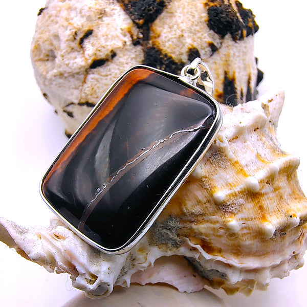 Vintage Red Tiger Eye Pendant Sterling Silver