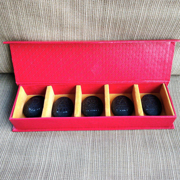 Black Obsidian Five Elements Stone Set Earth, Water, Spirit, Fire & Air