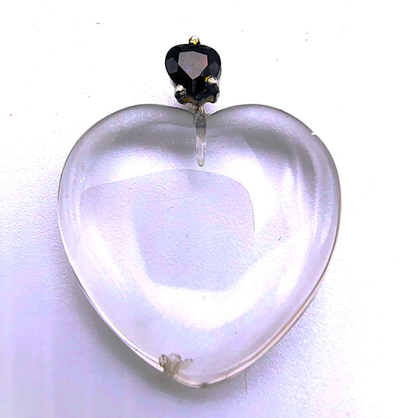 Vintage Garnet with a clear quartz heart shape pendant